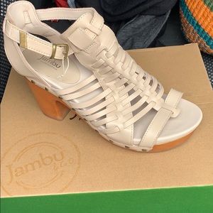 Cream heeled sandals size 8.5 M
